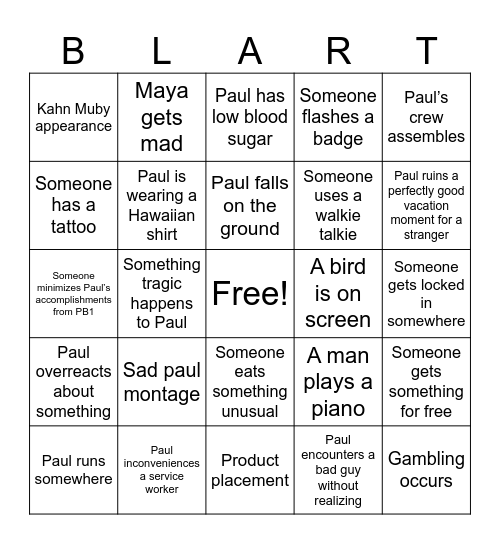 PB2 Bingo Card