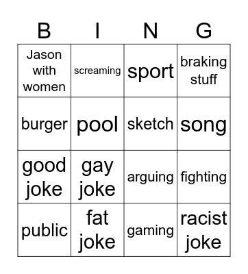 faze bingo Card