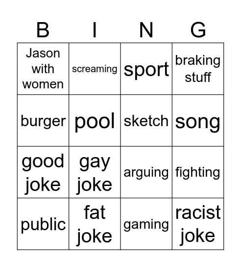 faze bingo Card