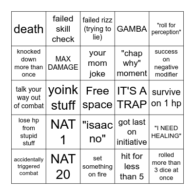 CN DnD Session! Bingo Card