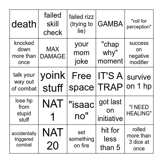 CN DnD Session! Bingo Card