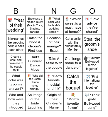 25th anniversary Bingo Card