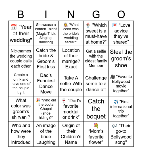 25th anniversary Bingo Card