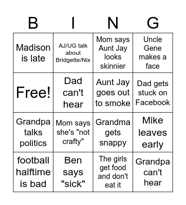 Thanksgiving Bingo Card