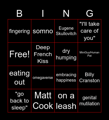 sexy flash fic Bingo Card