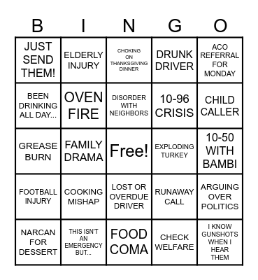 Thanksgiving Bingo Card
