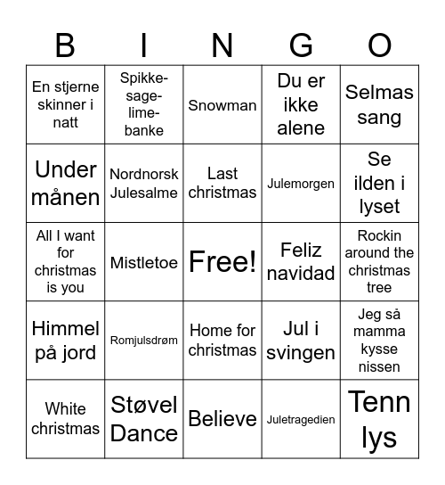 Julebingo Card