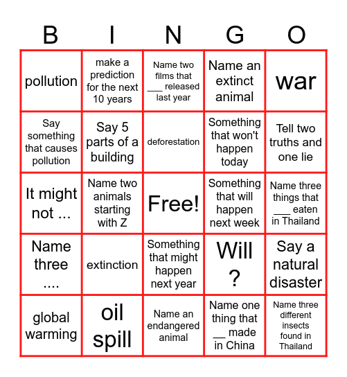 Man made/ Natural disasters GA2 Bingo Card