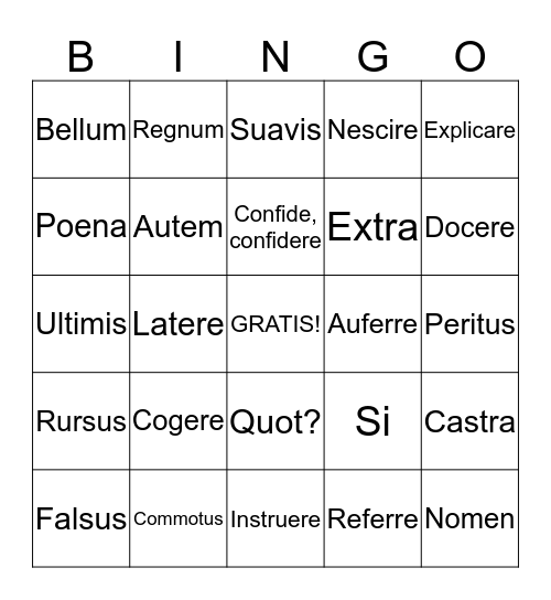 Stages 25 - 26 Bingo Card
