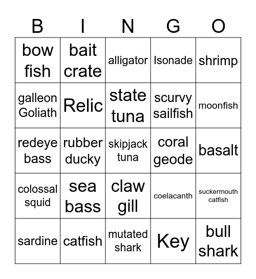 fish bingo Card