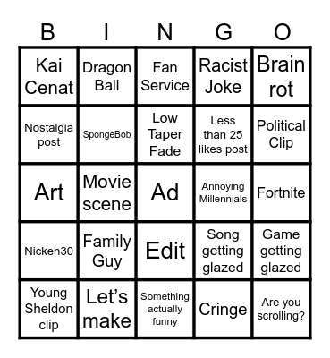 TikTok FYP Bingo Card