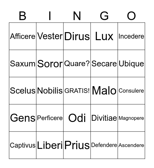 Stages 29-30 Bingo Card
