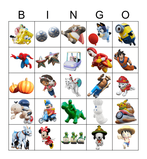 Macys Parade Bingo Card