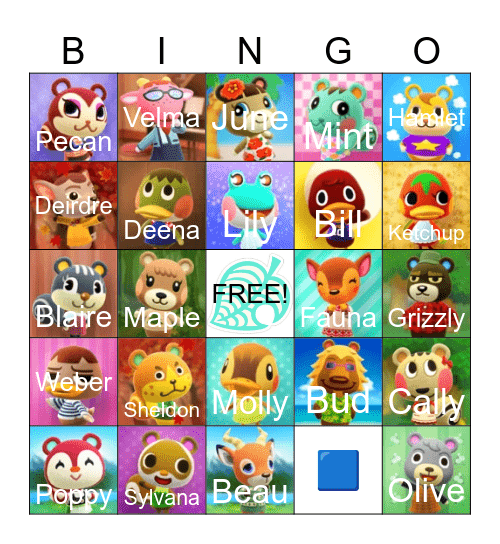 Animal Crossing Bingo Card