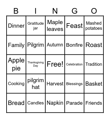 Thanksgiving Bingo Card