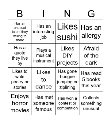 Connect Bingo Card