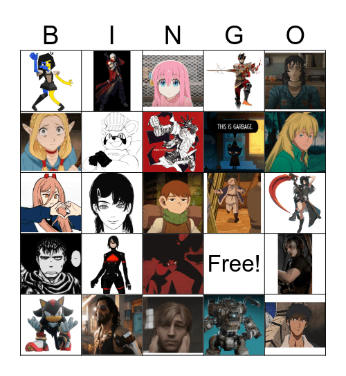 Character Bingo Card