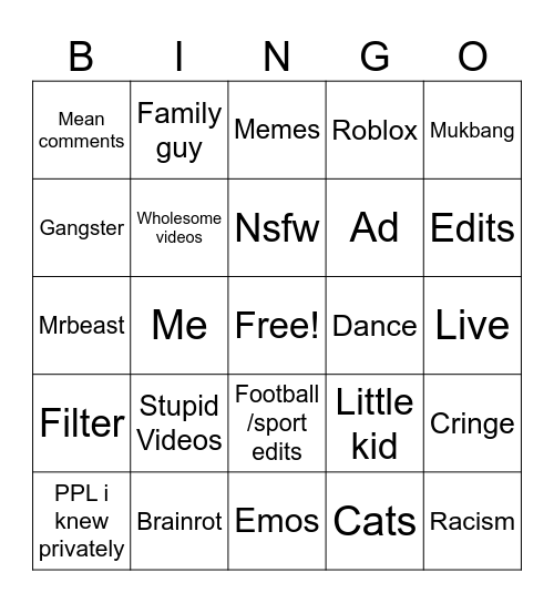 IG Bingo Card