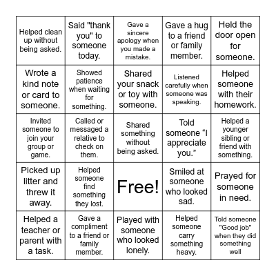 Fruits of the Holy spirirt Bingo Card