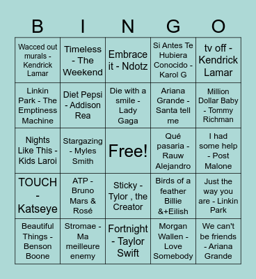 Muziekbingo B2B Bingo Card