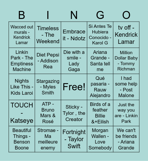 Muziekbingo B2B Bingo Card