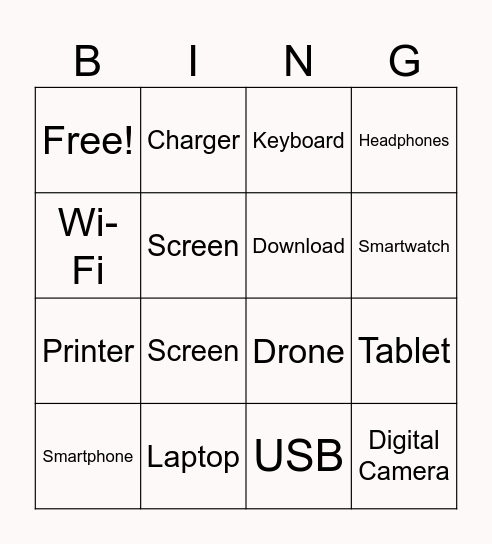 TECHNOLOGY Bingo Card