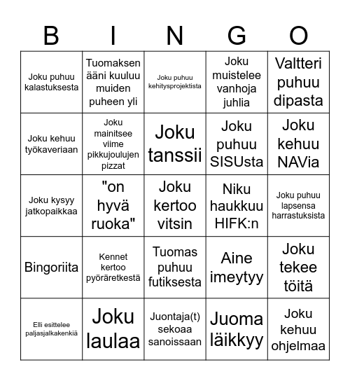 ADAPTEO PIKKUJOULUT 24 Bingo Card