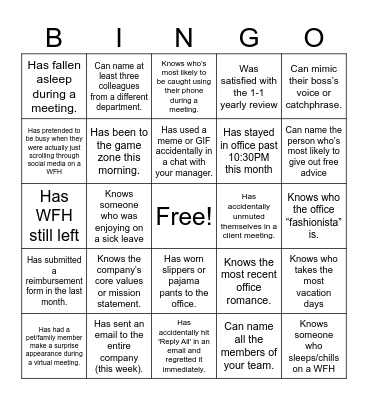 PSG Bingo Card