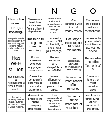 PSG Bingo Card