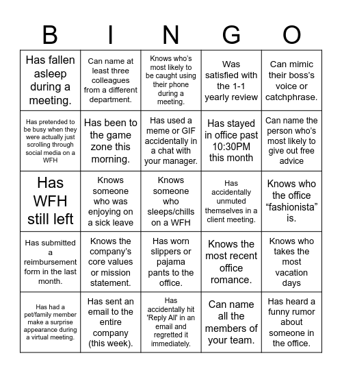 PSG Bingo Card