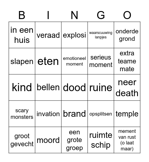 film kijken Bingo Card