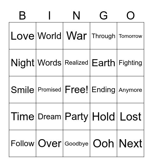 Die with a smile Bingo Card