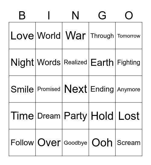 Die with a smile Bingo Card