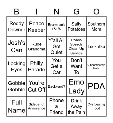 Thanksgiving 2024 Bingo Card