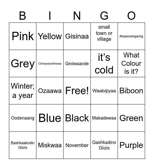 Enaandek Bingo Card