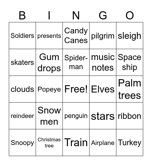 Thanksgiving Parade Bingo Card