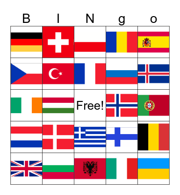 European Flags Bingo Card