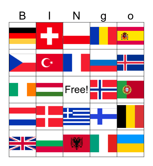 European Flags Bingo Card