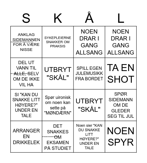 JENTENES JULEBORD Bingo Card