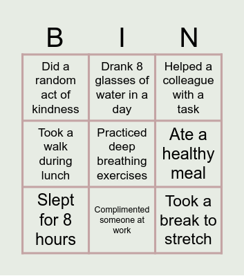 How to help your wellbeing Bingo Card