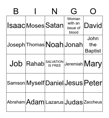 Bible Bingo Card