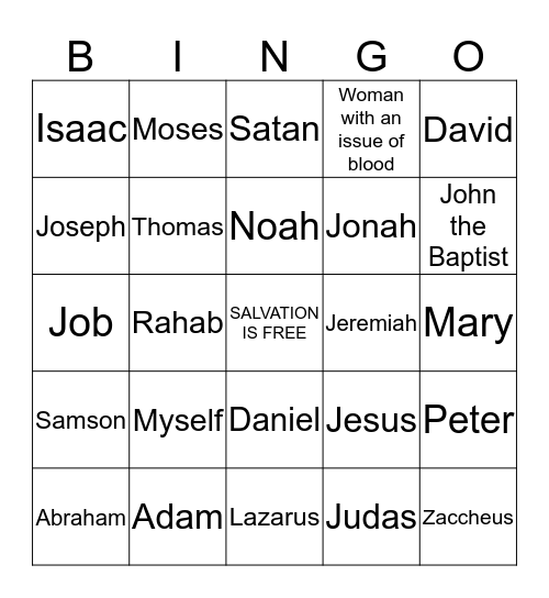 Bible Bingo Card