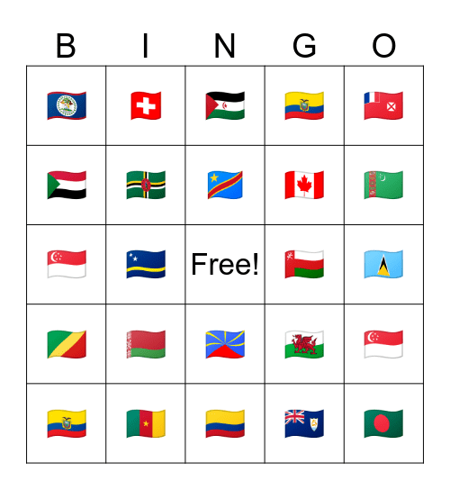 flags Bingo Card