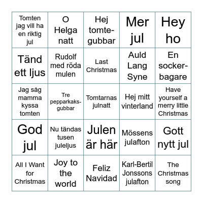 Julsångsbingo Card