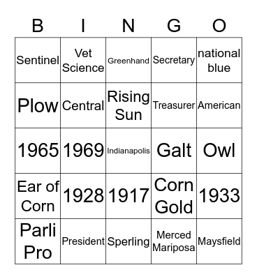 FFA Bingo Card