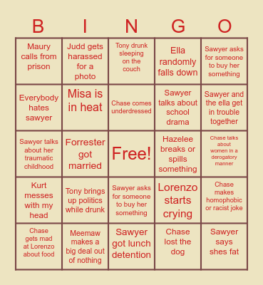 Thanksgiving Bingo Card