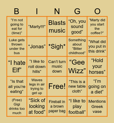 Gigi’s Bingo Card…with love Bingo Card