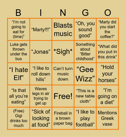 Gigi’s Bingo Card…with love Bingo Card