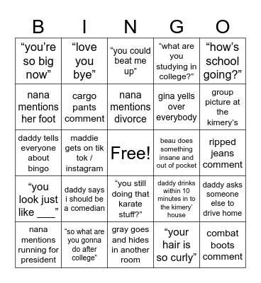 thanksgiving Bingo Card