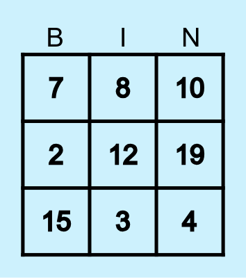 Number Bingo Card